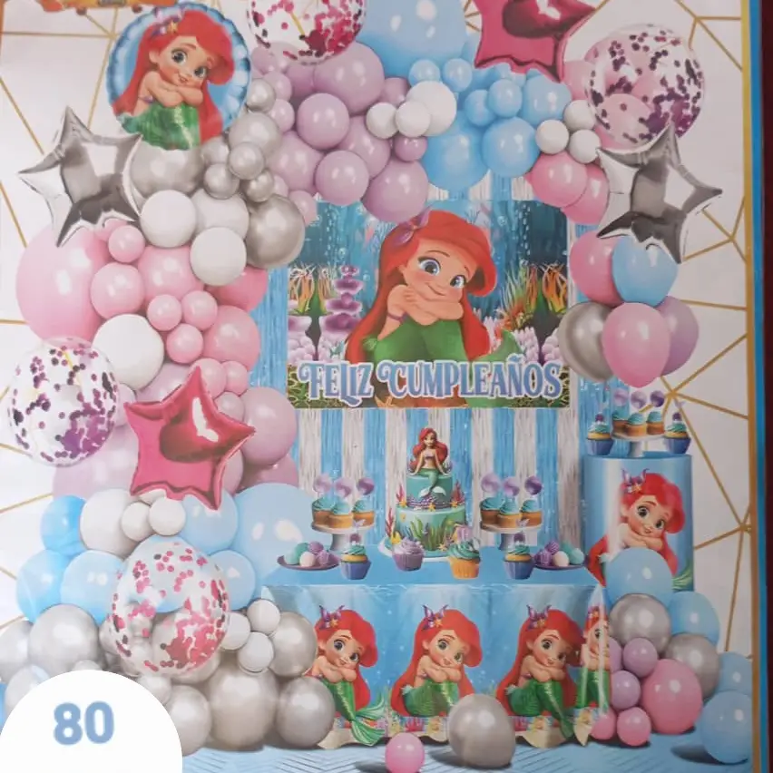 Set decorativo 80 pcs Sirenita Bebé — imagen 1