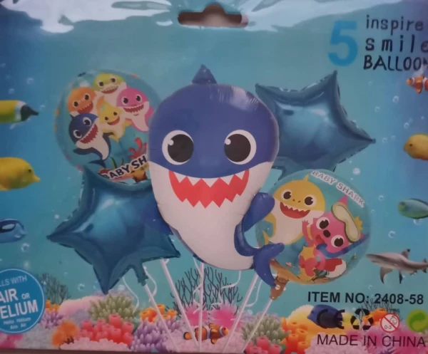 Set 5 Globos Baby Shark M5's foto | PartyExpress |  BizneCubano