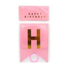 Banderín Happy Brithay Rosado Claro's foto | PartyExpress |  BizneCubano