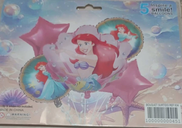 Set de 5 Globos Sirenita Ariel M9's foto | PartyExpress |  BizneCubano