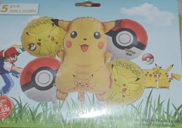 Set de 5 Globos Pikachu Pokemon M4's foto | PartyExpress |  BizneCubano