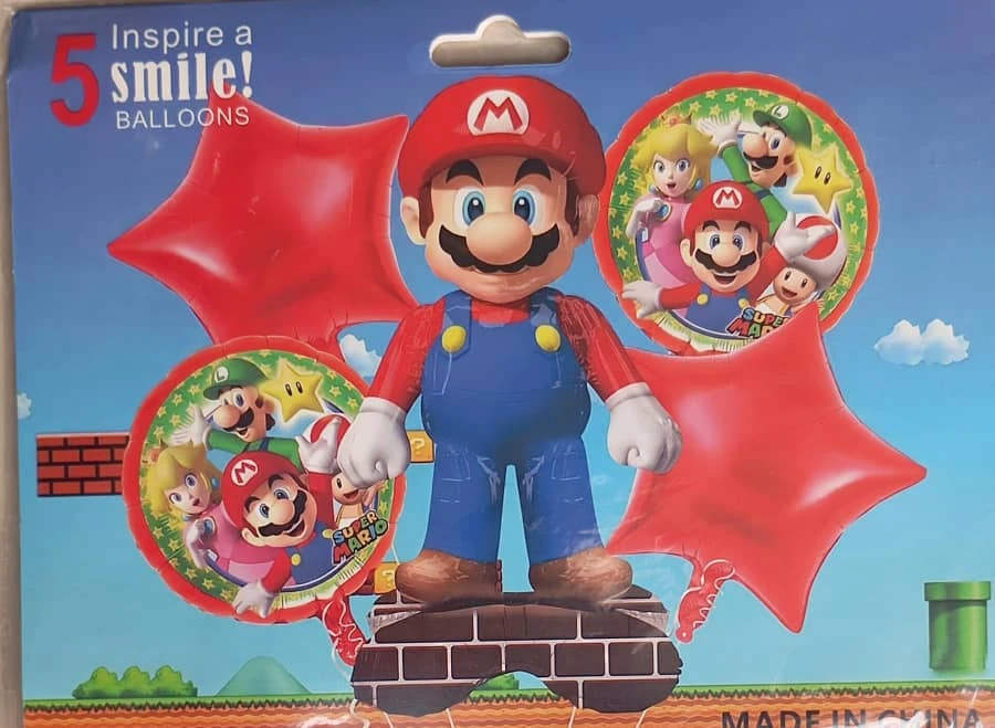 Set de 5 Globos Super Mario M14's foto | PartyExpress |  BizneCubano