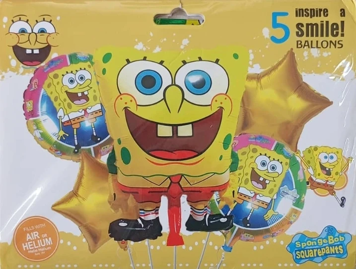 Set de 5 Globos Bob Esponja M7's foto | PartyExpress |  BizneCubano