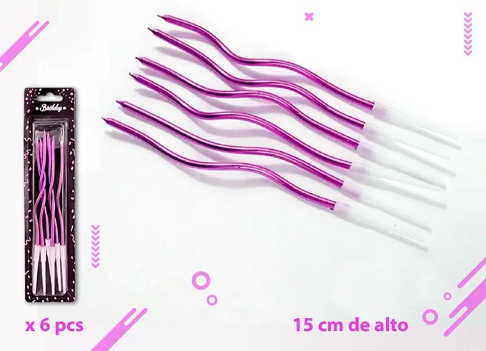 Paquete de 6 Velas Espiral Rosada Fucsia's foto | PartyExpress |  BizneCubano