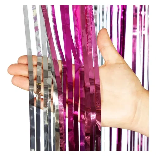 Cortina de Lluvia Fucsia y Plateada's foto | PartyExpress |  BizneCubano