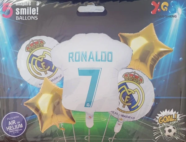 Set de 5 Globos Fútbol Real Madrid M3's foto | PartyExpress |  BizneCubano