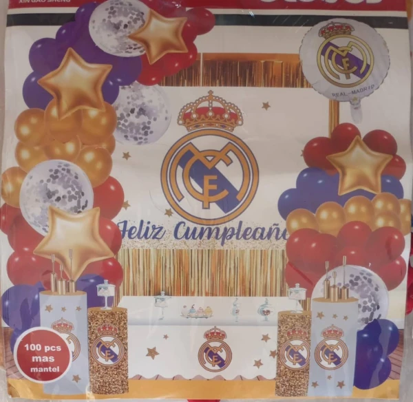 Set decorativo 100 pcs Real Madrid M45's foto | PartyExpress |  BizneCubano