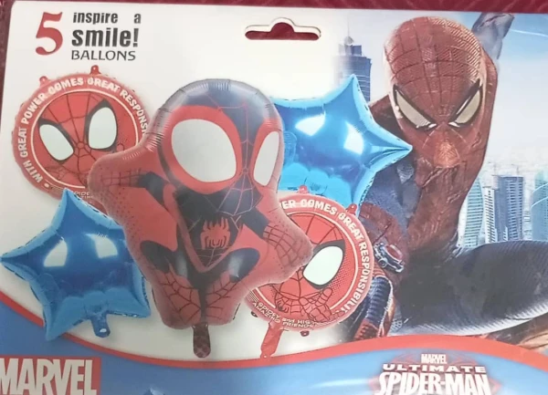 Set de 5 Globos Spiderman M24's foto | PartyExpress |  BizneCubano