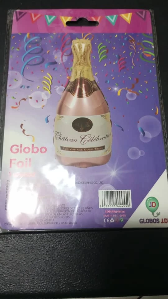 Globo 32" de Silueta Botella Rosa Oro's foto | PartyExpress |  BizneCubano