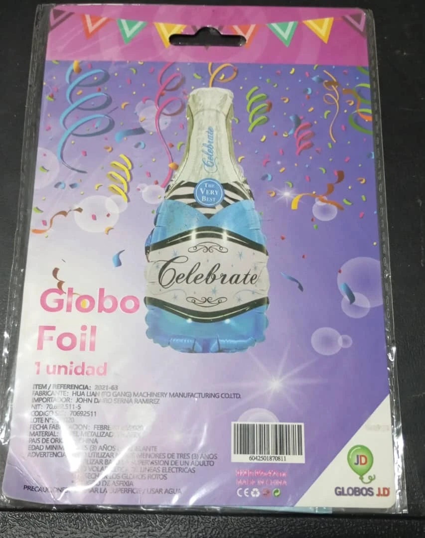 Globo 32" de Silueta Botella Azul's foto | PartyExpress |  BizneCubano