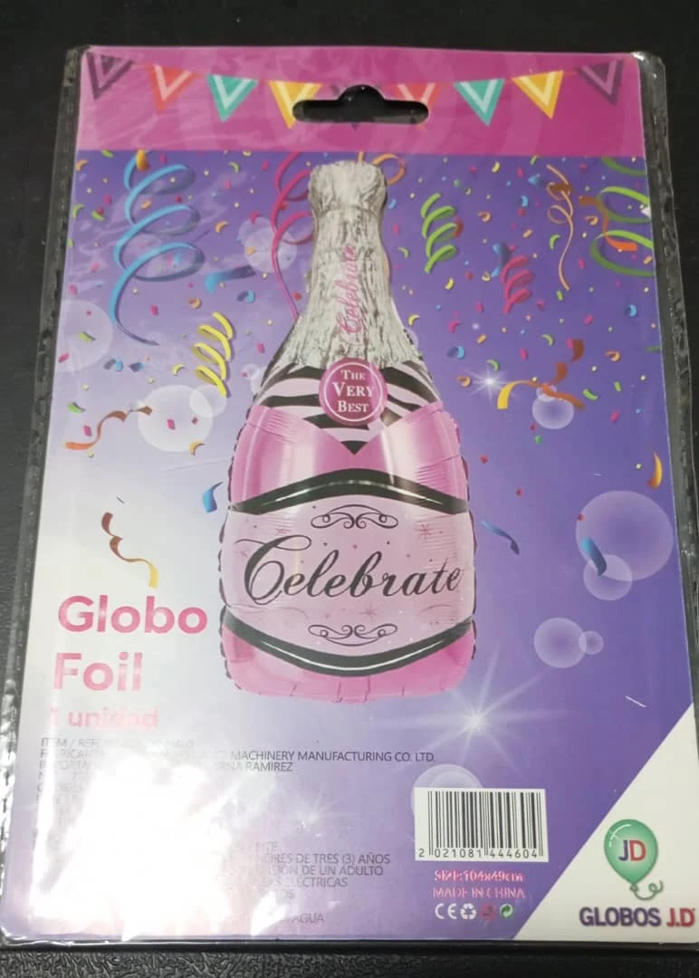 Globo 32" de Silueta Botella Rosada's foto | PartyExpress |  BizneCubano