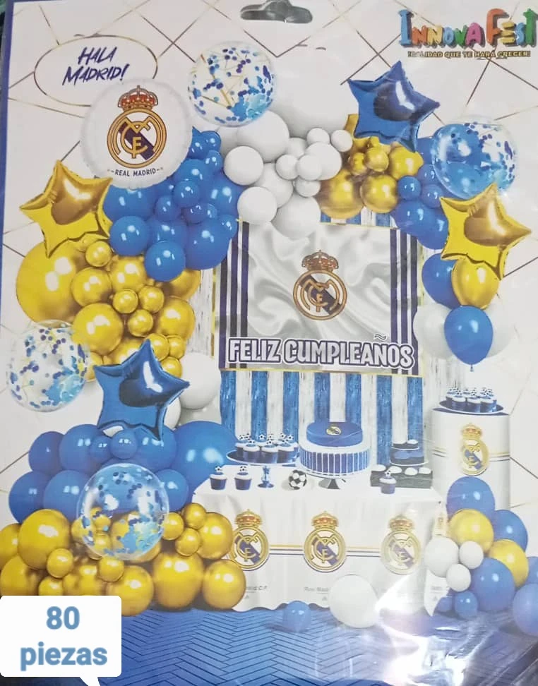 Set decorativo 80 pcs Fútbol (Real Madrid)'s foto | PartyExpress |  BizneCubano
