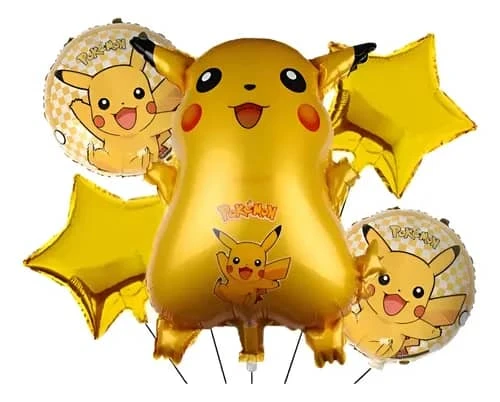Set de 5 Globos Pikachu Pokemon M5's foto | PartyExpress |  BizneCubano