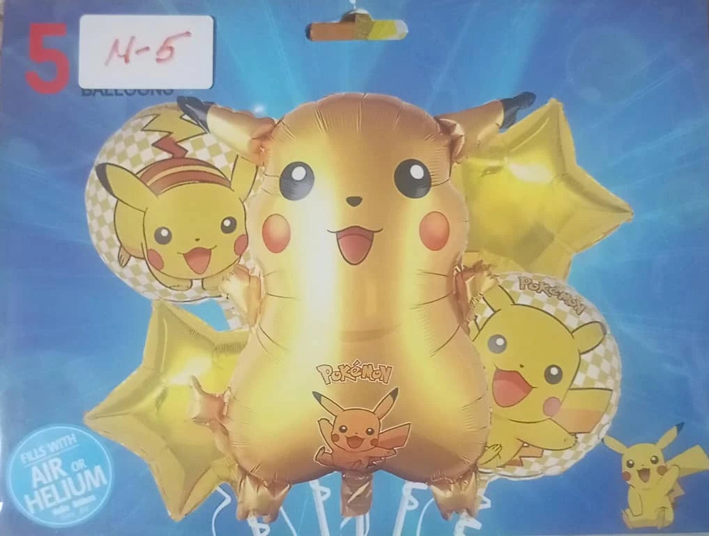 Set de 5 Globos Pikachu Pokemon M5's foto | PartyExpress |  BizneCubano