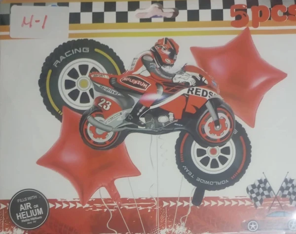 Set de 5 Globos Moto con Estrellas Rojas M1's foto | PartyExpress |  BizneCubano