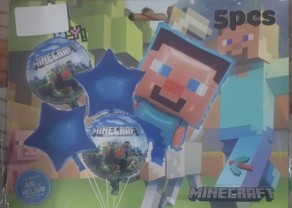 Set de 5 Globos Minecraft M4's foto | PartyExpress |  BizneCubano