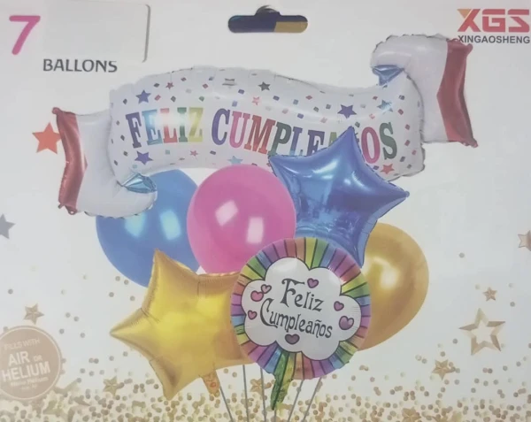 Set de 7 Globos Feliz Cumpleaños M1's foto | PartyExpress |  BizneCubano