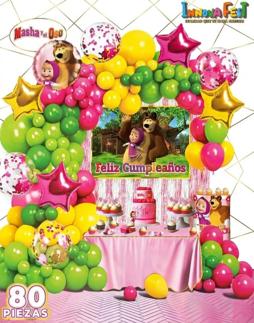 Set decorativo 80 pcs Masha y el Oso's foto | PartyExpress |  BizneCubano