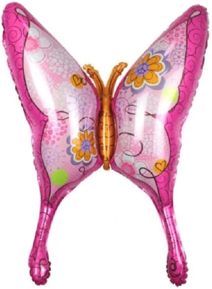 Globo 14" de Silueta Mariposa Rosada con Flores's foto | PartyExpress |  BizneCubano