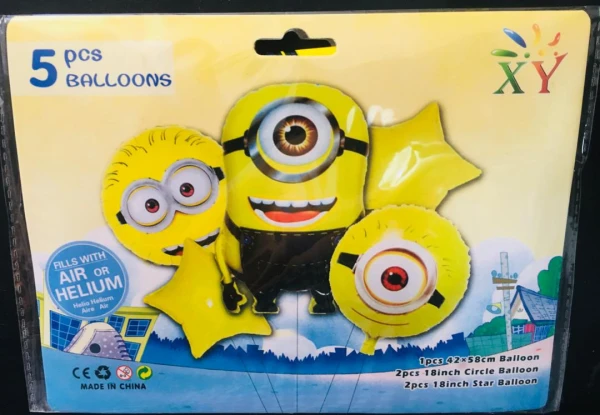 Set de 5 Globos Minions M4's foto | PartyExpress |  BizneCubano