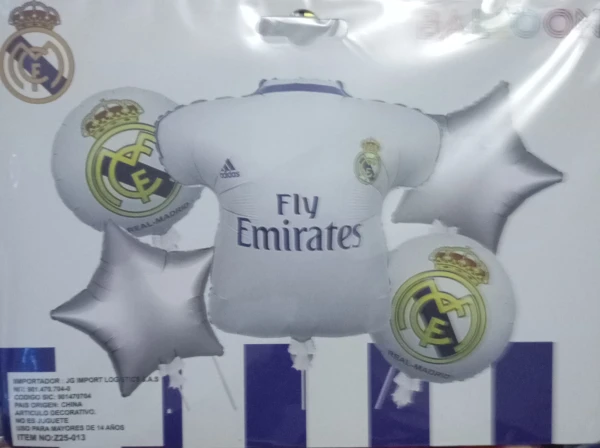 Set de 5 Globos Fútbol Real Madrid M1's foto | PartyExpress |  BizneCubano