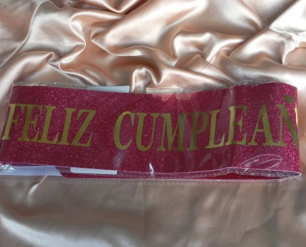 Banda Feliz Cumpleaños Rosada Fucsia con Brillo's foto | PartyExpress |  BizneCubano