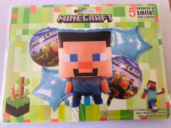 Set de 5 Globos Minecraft M2's foto | PartyExpress |  BizneCubano