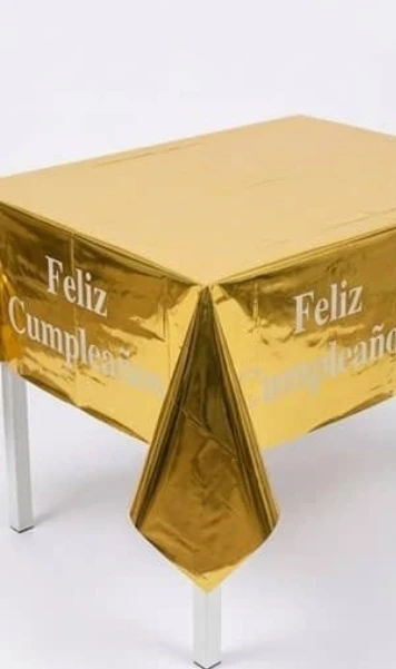Mantel Cromado con Feliz Cumpleaños Dorado's foto | PartyExpress |  BizneCubano