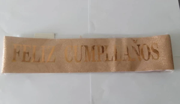 Banda Feliz Cumpleaños Rosa Oro con Brillo's foto | PartyExpress |  BizneCubano