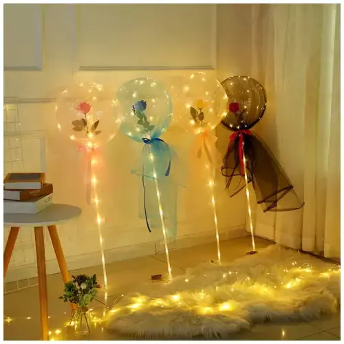 Imagen de ✔ GLOBOS BURBUJA CON FLOR Y LUCES LED